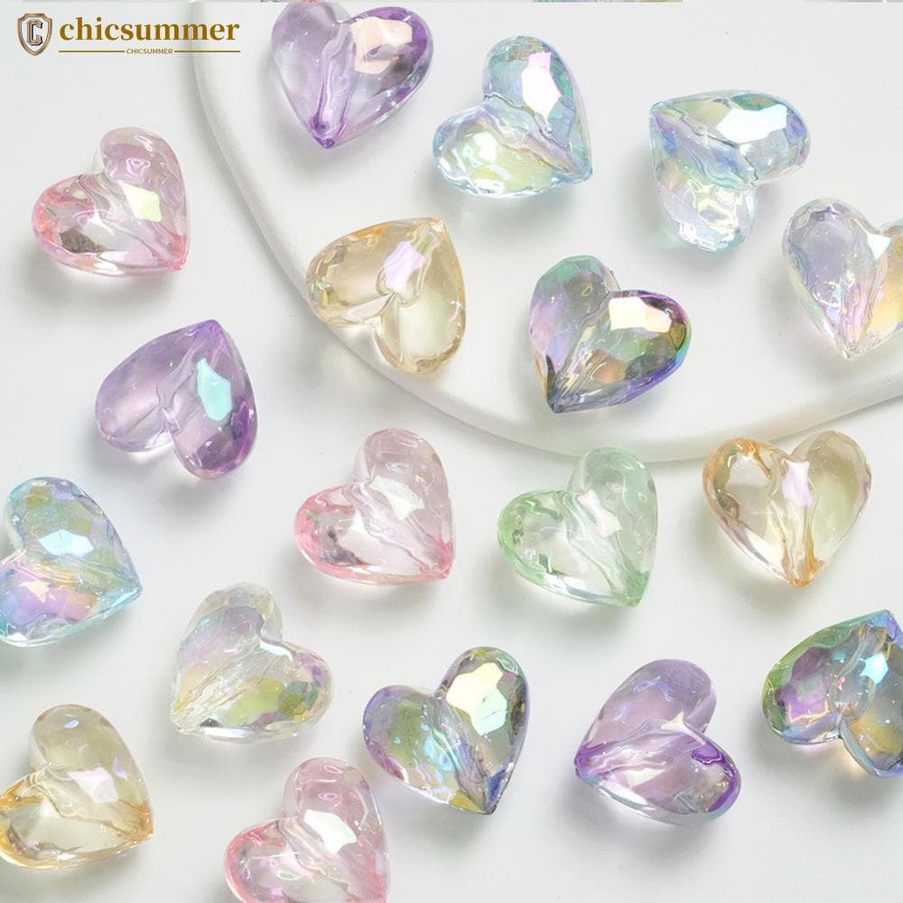 CHICSUMMER 10 Peças Contas Soltas Iridescentes UV Brilhantes Coração Estrela Acrílicas Para Faça Você Mesmo Acessórios D