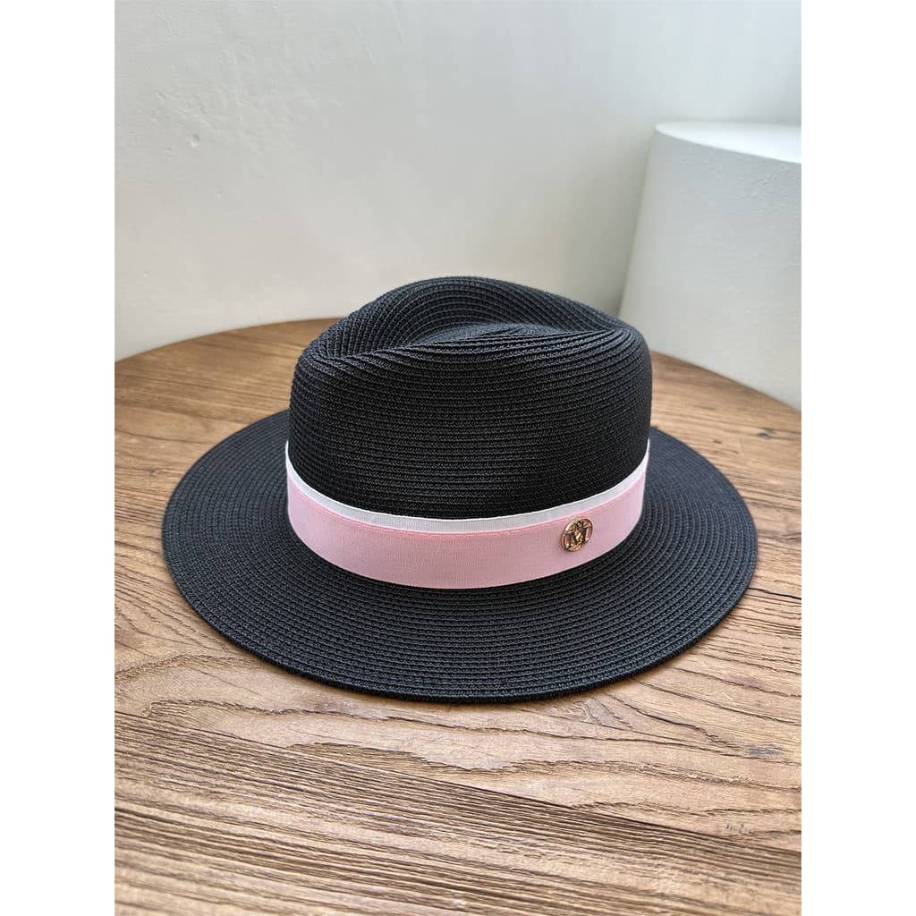 Verão panamá cartola m estilo ocidental preto rosa chapéu de palha compras praia chapéu de viagem feminino chapéu de sol