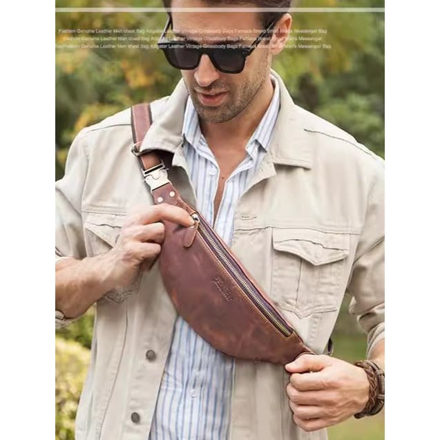 Retro Crazy Horse couro bolsa de cintura masculina Outing Commuter saco ciclismo motocicleta pequena bolsa de ombro cour