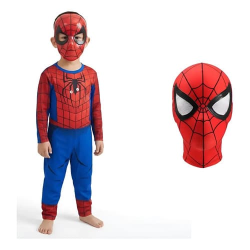 kit Fantasia Infantil Homem Aranha Completa  premium Com 2 Mascaras, pano e plastico