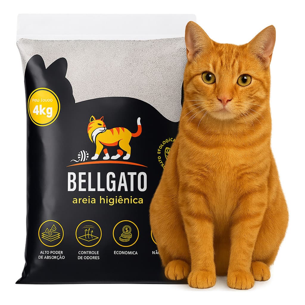 Areia Gramatura Grãos Finos Fina Premium Higiênica Gatos 4kg Alta Absorção Controle Odores Bellgato