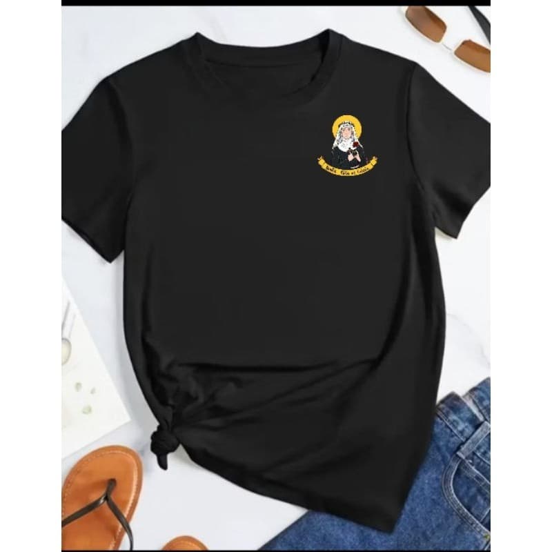 Camiseta Básica Algodão Estampa Religiosa Santa Rita de Cassia Unissex