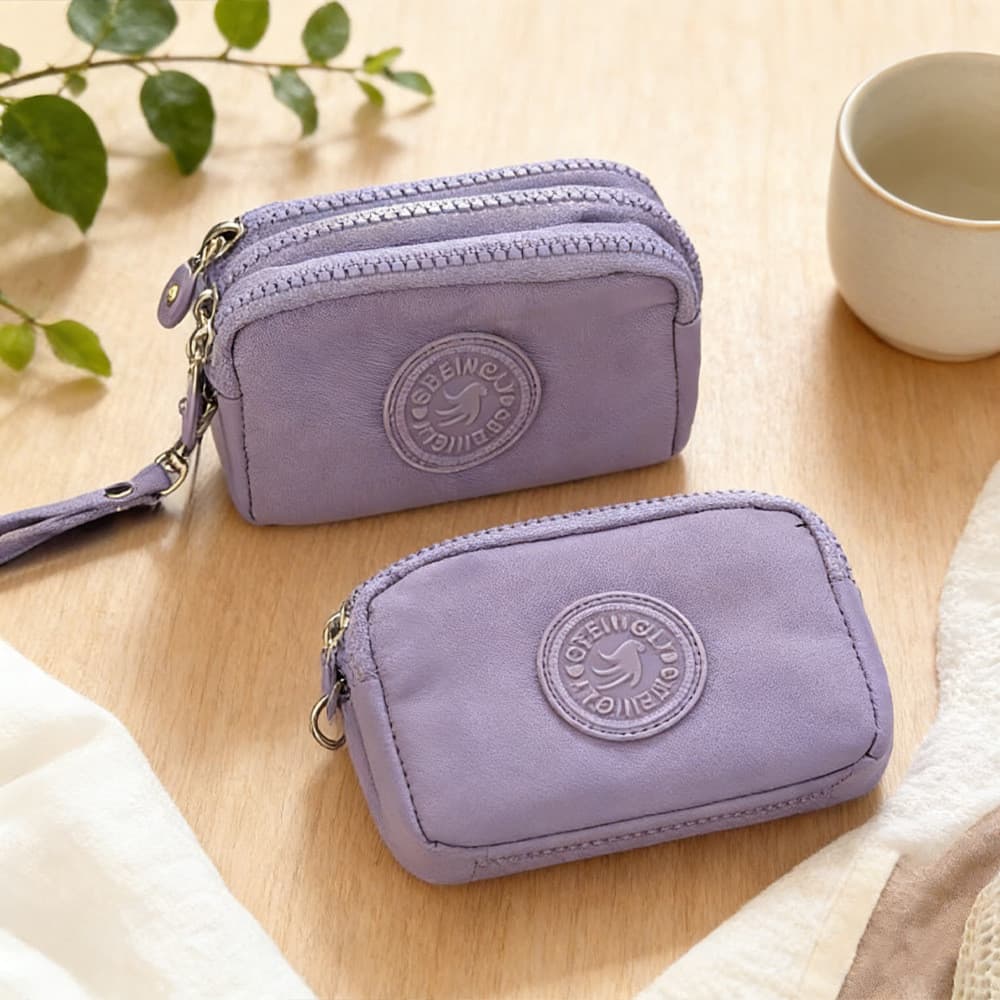 Porta-Moedas De Viagem Portátil , Cartões Armazenamento Com Zíper De Três Camadas