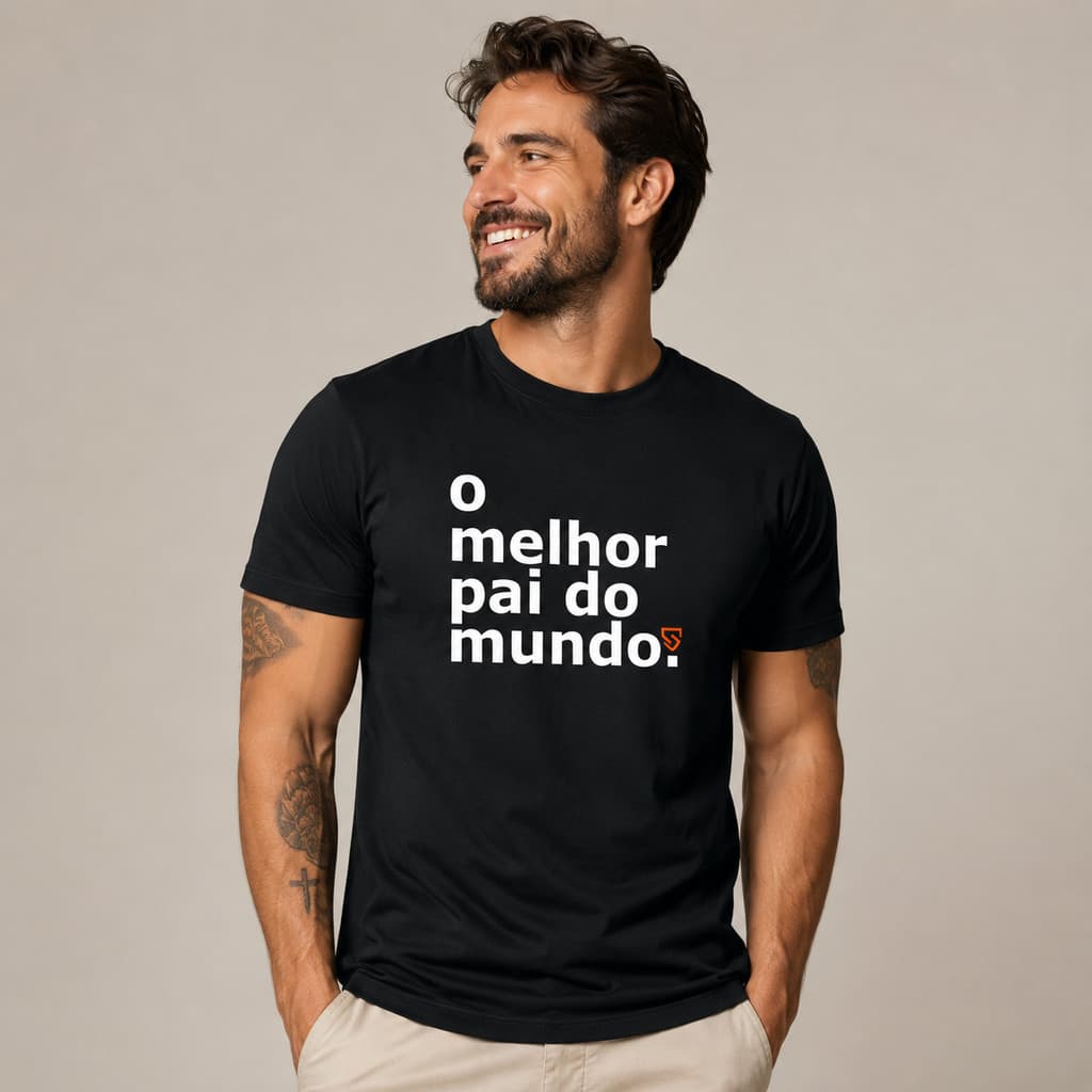 Camiseta Masculina Melhor Pai do Mundo Presente Dia dos Pais Manga Curta Confortável