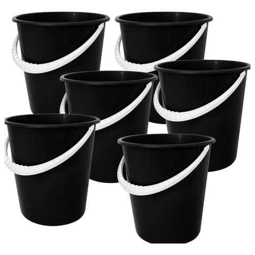 Kit 6 Balde Plastico Preto 9 Litros Cipla 2961 Preto