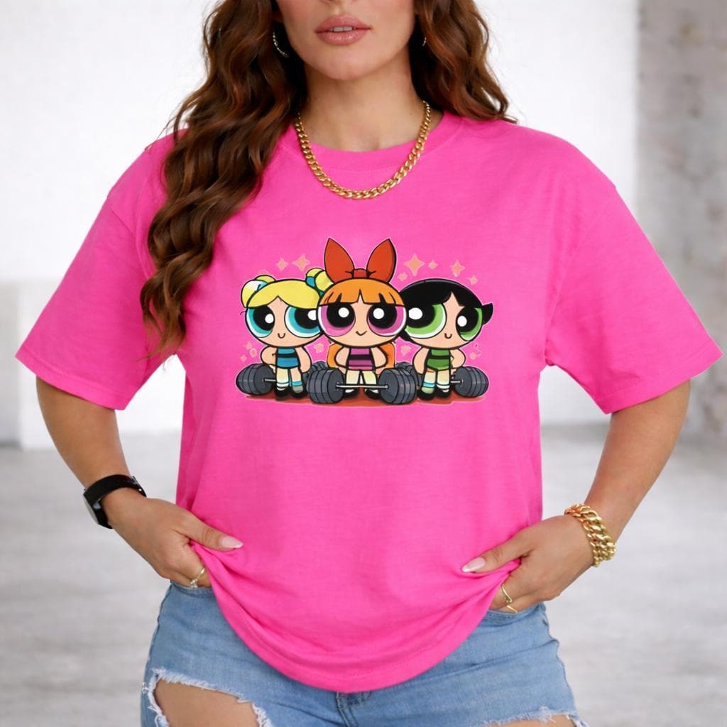 Camiseta Camisetão Meninas Superpoderosas Lindinha Docinho Florzinha Academia Feminina Treino Gym