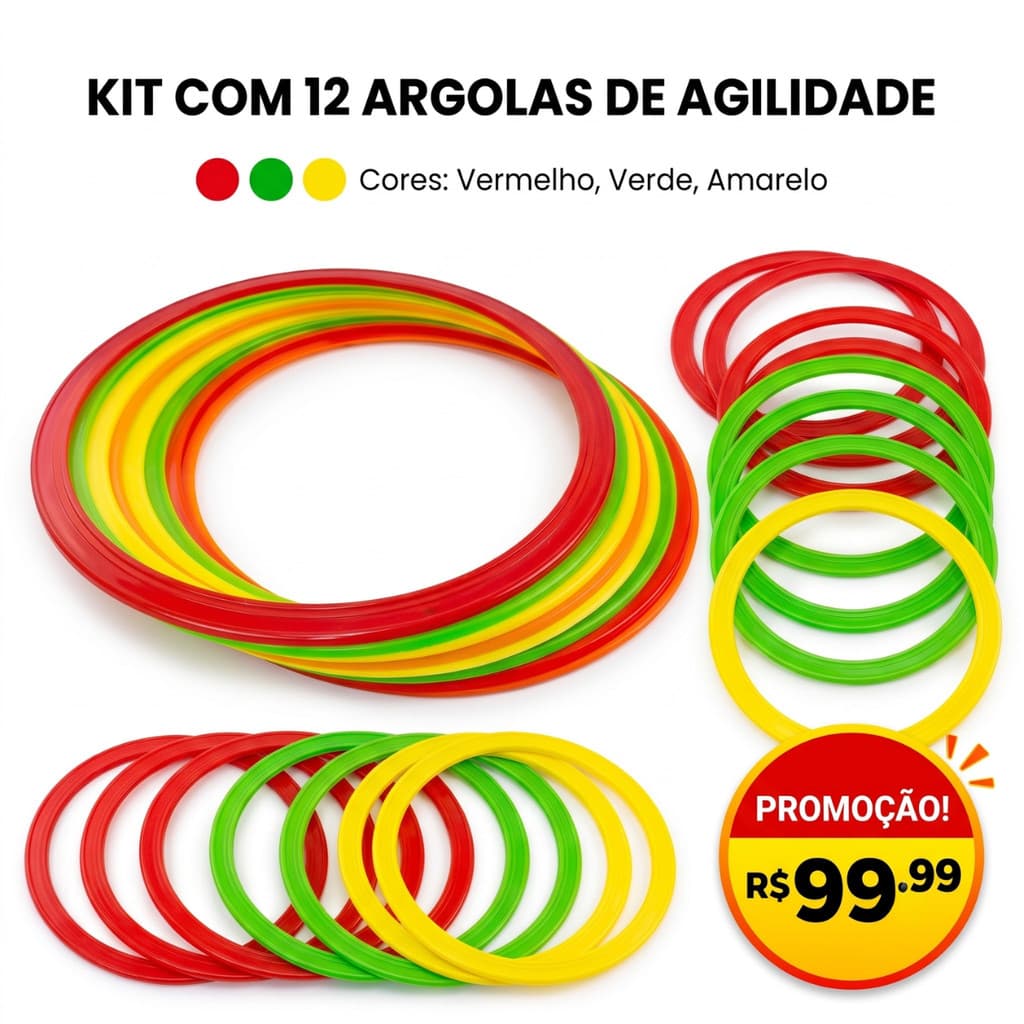 Kit Funcional Argolas De Agilidade 12 Peças
