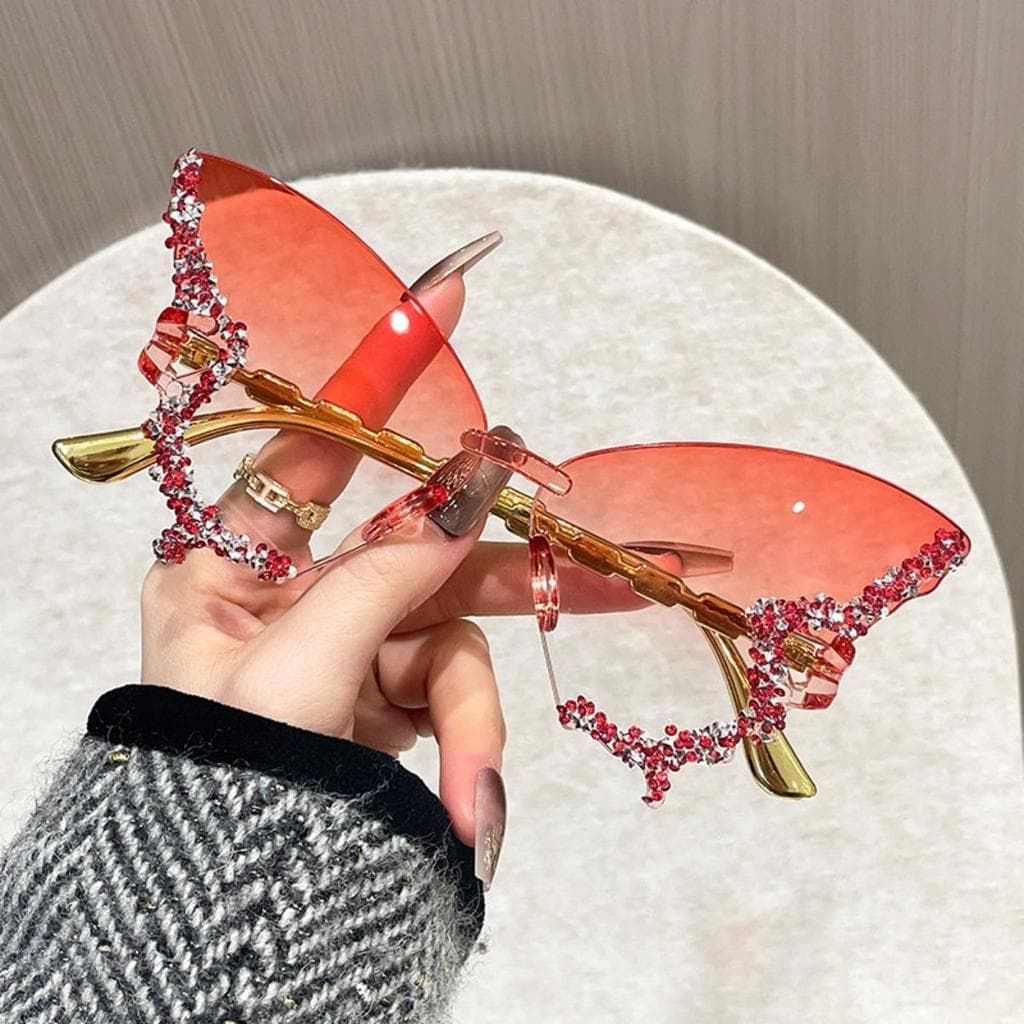 Óculos De Sol Vintage Com Padrão De Borboleta , Armação Grande , Alta Qualidade , Elegante , Luxuoso , Estilo De Moda Pa