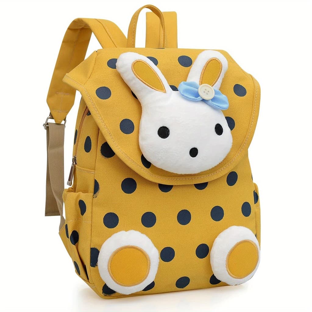 Mochila de Lona com Coelho Fofo para Meninas de 3 a 7 Anos. Mochila Escolar Leve para Meninas Pequenas da Pré-Escola e J