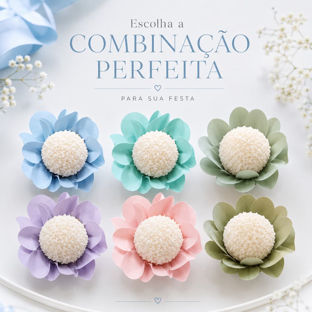 Forminhas Flor Style para Doces Finos Casamento Festa Luxo Papel Offset Premium Brigadeiro