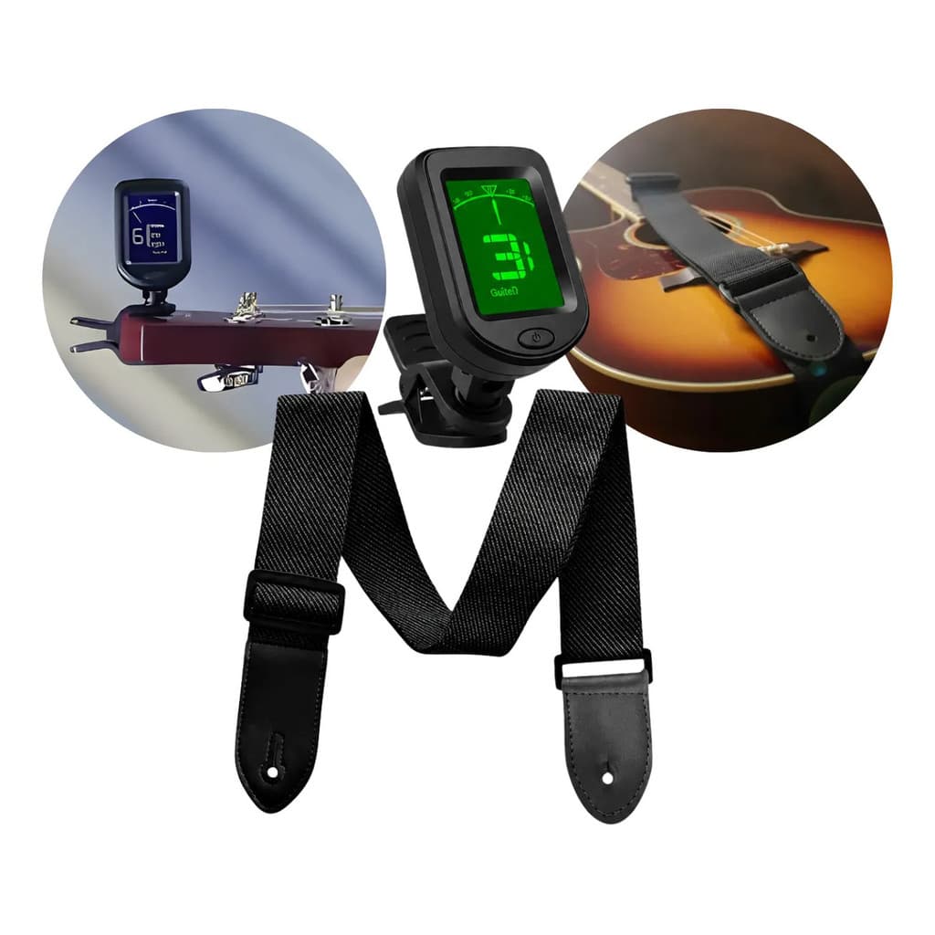 Afinador Digital + Correia Violão Guitarra Contra Baixo Viola Violino