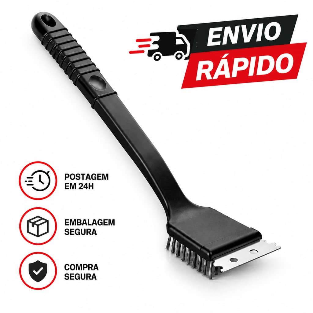 Escova Para Grelha Cerdas de Aço Original Line Limpa Grelha de Churrasqueira Com Raspador Envio Rápido