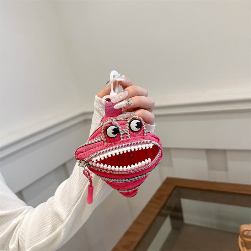 Bolsa de Moedas Criativa com Design de Monstro Moderno e Único, Chaveiro, Acessório para Batom e Fone de Ouvido, Mini Pi