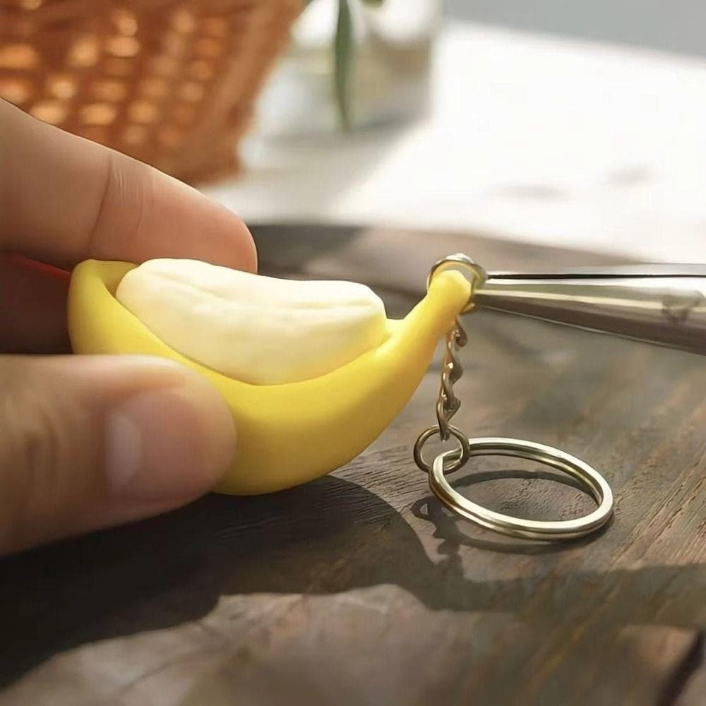 Chaveiro TEVO Banana Fidget , Brinquedo Sensorial Calmante Clicker Pingente De Bolsa Botão De Dedo
