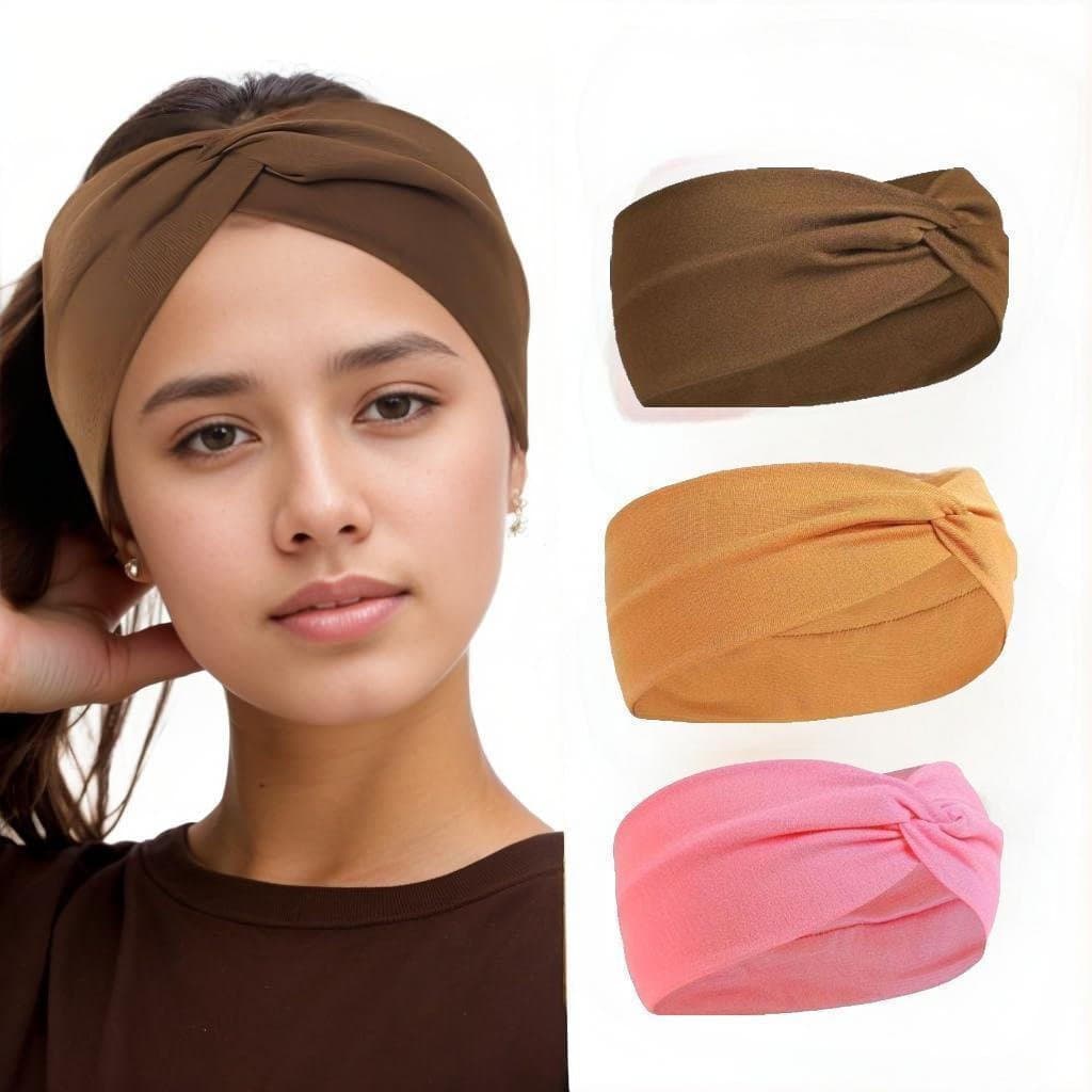 Conjunto de 3 peças de lenço de cabeça e faixa de cabelo, acessório elegante para mulheres - confortável, elástico, maci