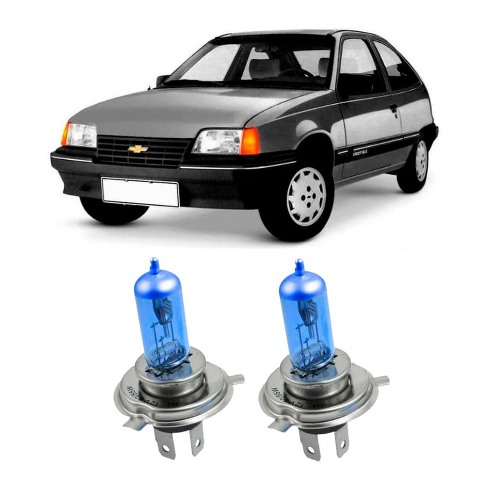 Par de Lâmpadas Super Branca Farol para GM Kadett 1985 86 87 88 89 90 91 92 93 94 95 1996 8500k H4