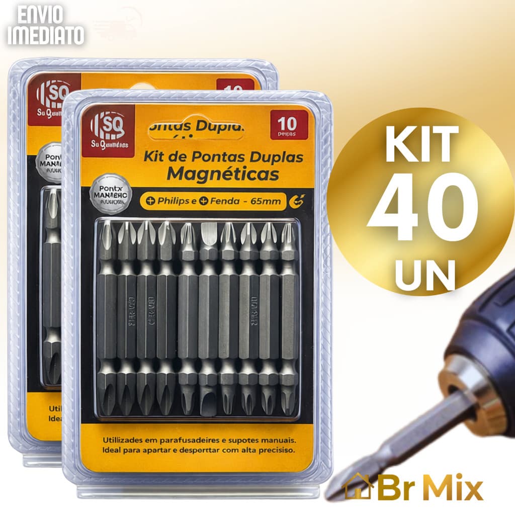 Kit Bit Ponteira Fenda Philips Ponta Dupla Para Parafusadeira Jogo Magnético