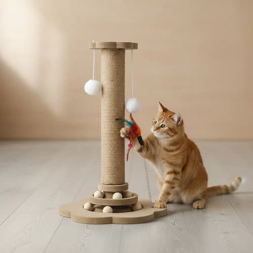 Arranhador Torre Para Gato 44cm Sisal Brinquedo Interativo Madeira E Sisal