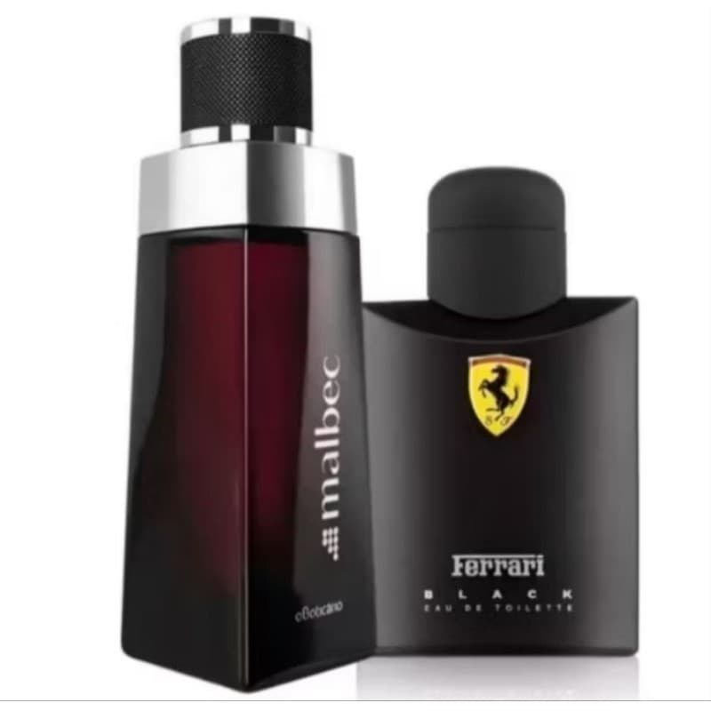 Kit 2 Perfumes Masculinos 100ml Amadeirado Alta Fixação Inspirado no Malbec Ferrari Promoção Barato