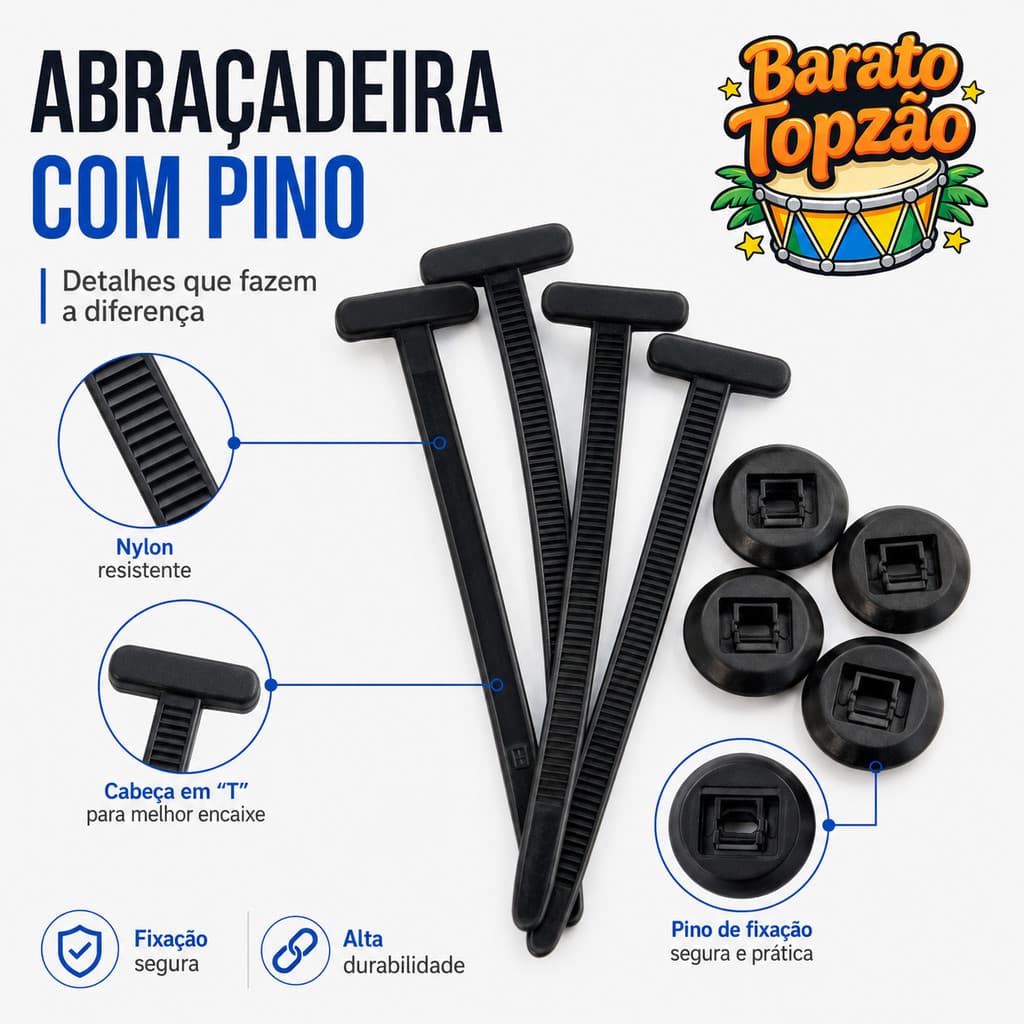 Kit 20 50 100 Abracadeira Nylon Enforca Gato Lacre Plastico Organizador Cabos Eletricista Oficina - Envio Imediato