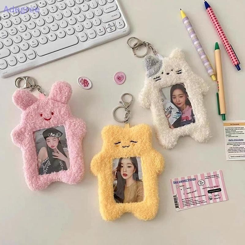 Suporte Para Cartão Fotográfico De Pelúcia De Coelho De Gato Fofo-Capa Protetora De Identificação Kpop