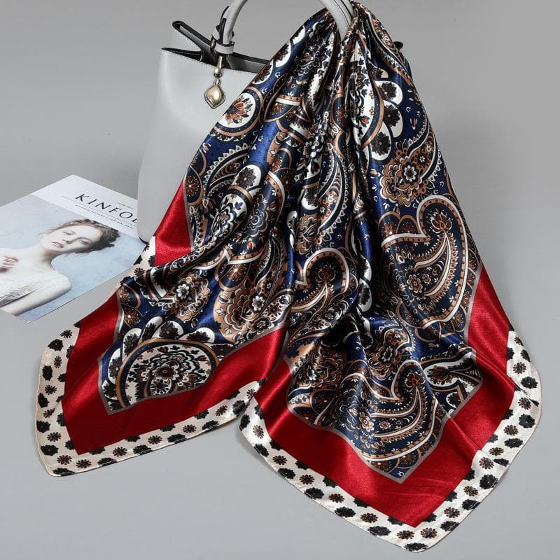 90cm Leopardo Impressão Lenço Quadrado Cetim Seda Bandana Mulher Muçulmana Hijab Senhora Moda Hairwrap Estilo Rock Islam