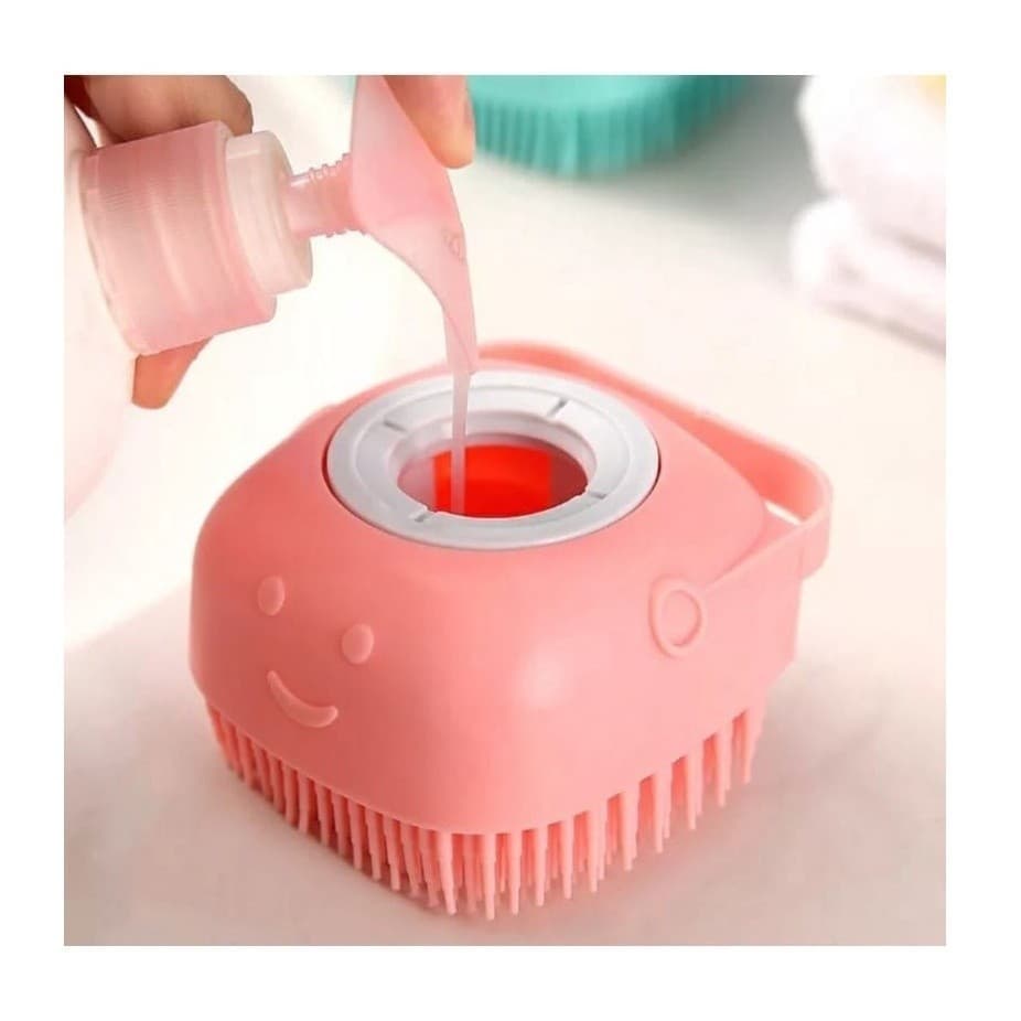 ESPONJA BUCHA DE SILICONE PARA BANHO COM DISPENSER 8X8X5CM