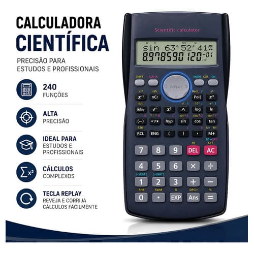 Calculadora Cientifica 240 Funções 12 Digitos Profissional
