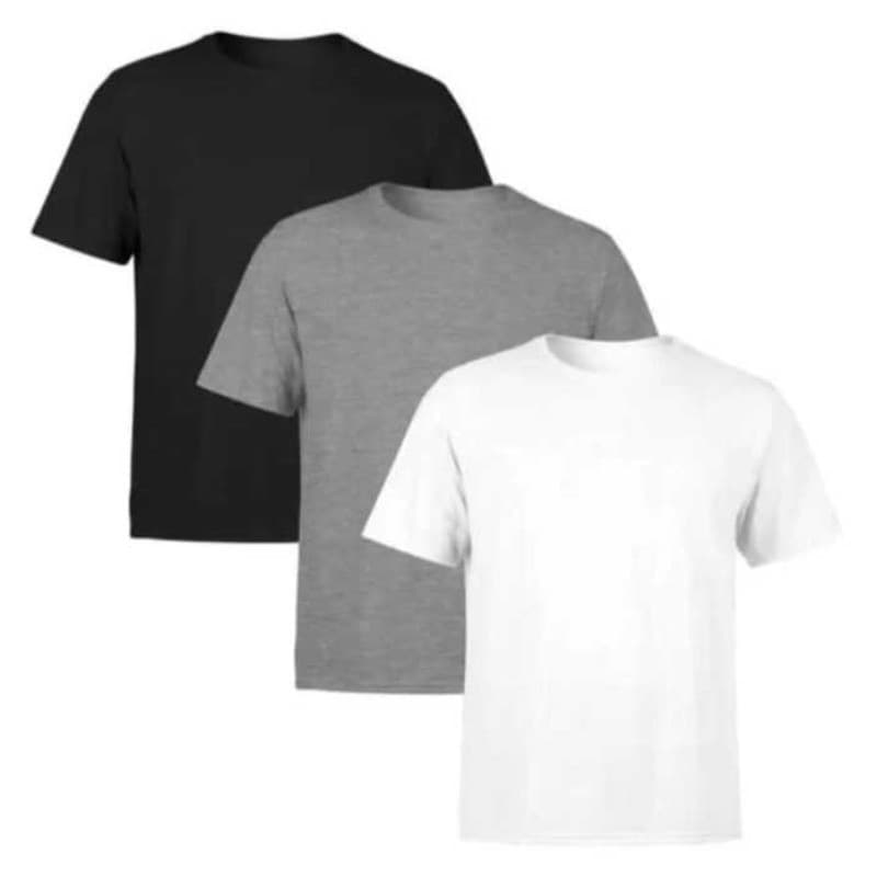 Kit 3 Camisa Masculina Preto Branco Marinho Verde Bordo Mescla Básica 100% Algodão