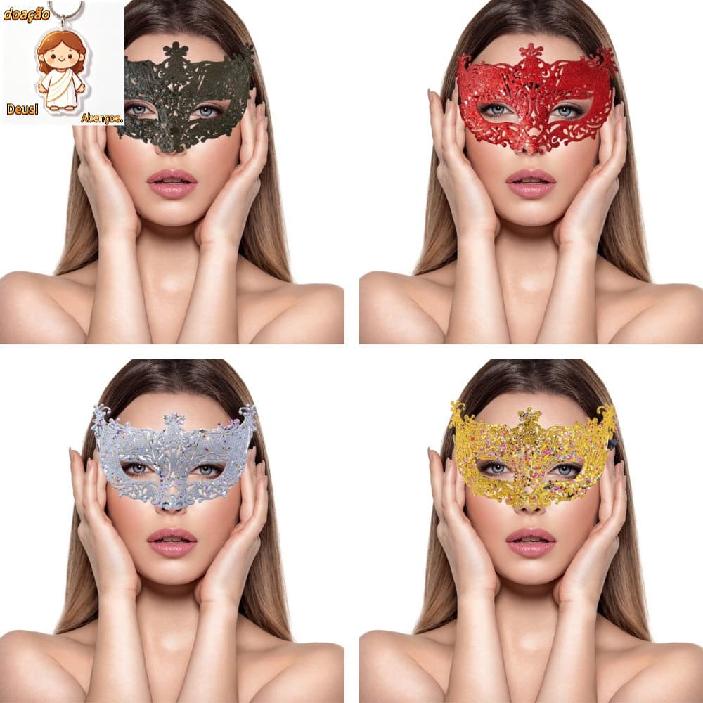 Máscara Fantasia Elegância Festa Show Baile Gala Eventos Feira Feminino Cores M791