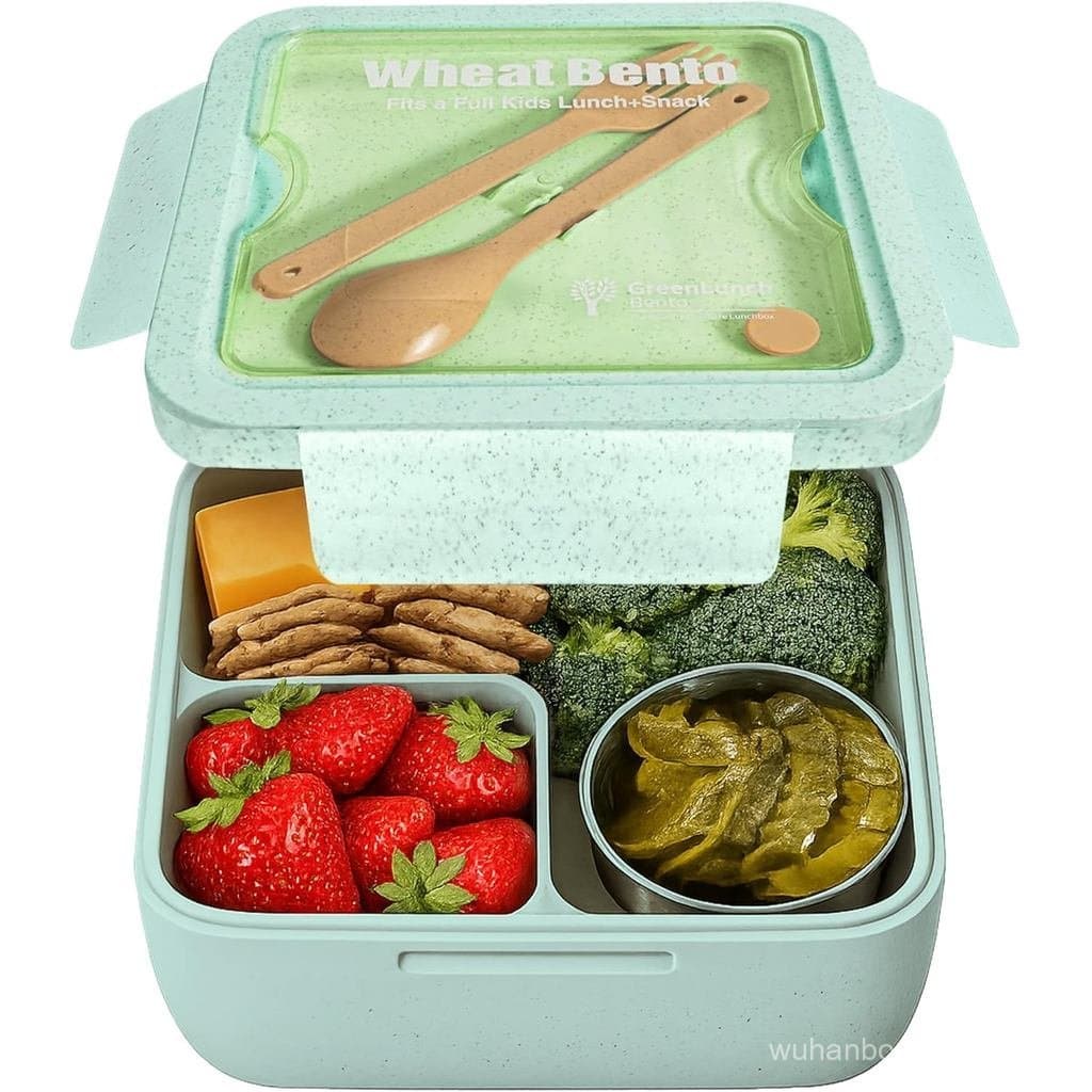 GreenLunch Caixa de Almoço Bento para Crianças, Grande com 2 Compartimentos, Durável e Segura para Micro-ondas, Livre de
