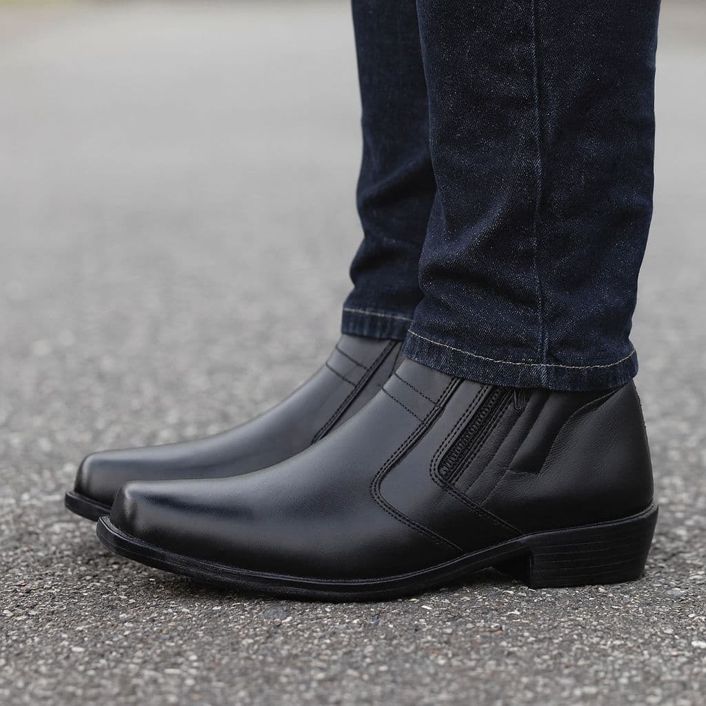 Bota Masculina Social Confortável Zíper Cano Baixo Moderna
