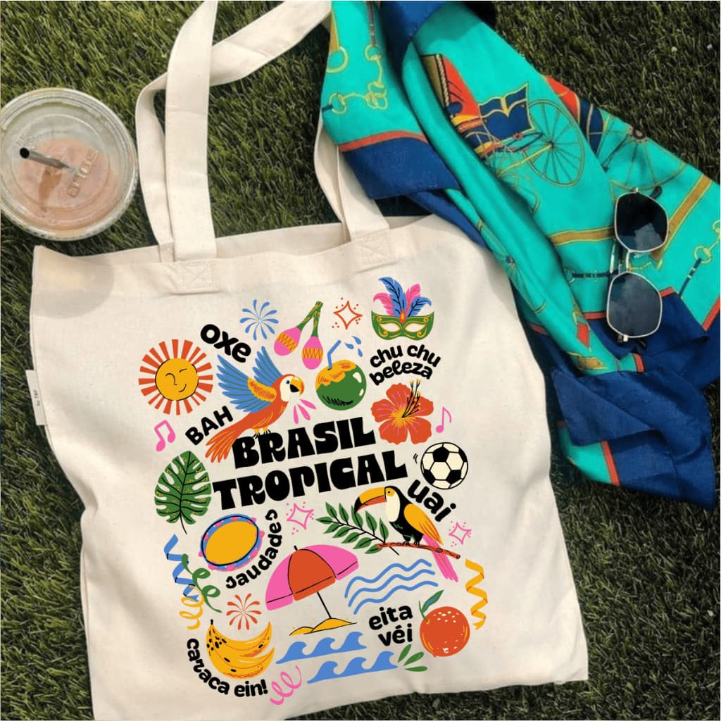 bolsa ecológica eco bag tendencia sacola reforçada estampada brasil tropical bolsa linda