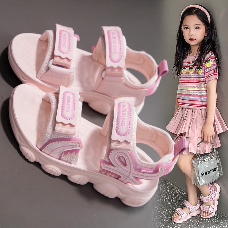 KUBIXING Meninas Moda Princesa Sandálias 2026 Novo Estilo Verão Médio Grande Crianças Sola Macia Sandálias Esportivas de