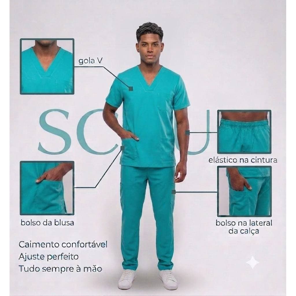 Pijama Cirúrgico Scrub Confortável Tendência Saúde Moda Profissional