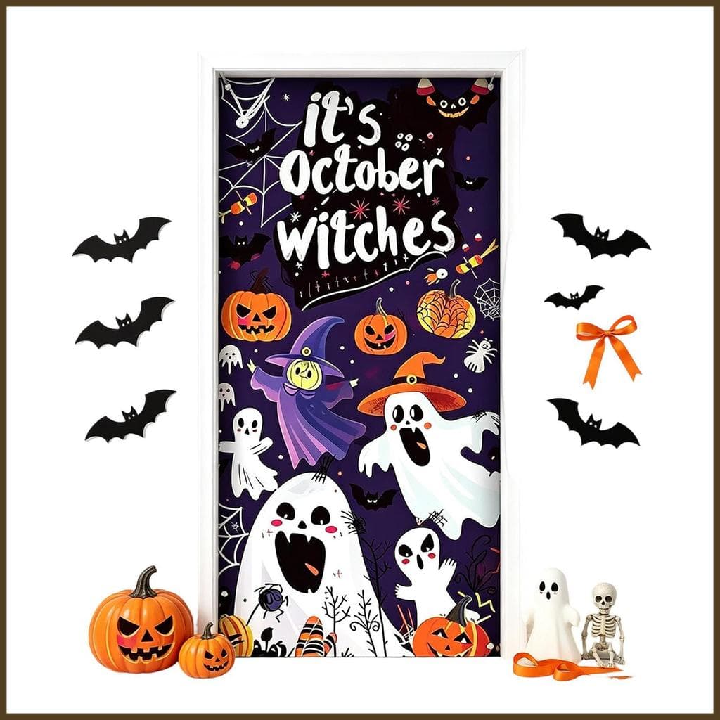 Banner De Porta De Halloween Gótico Abóbora Fantasma Tecido Reutilizável Lavável Decoração Frontal Para Férias sentanebr