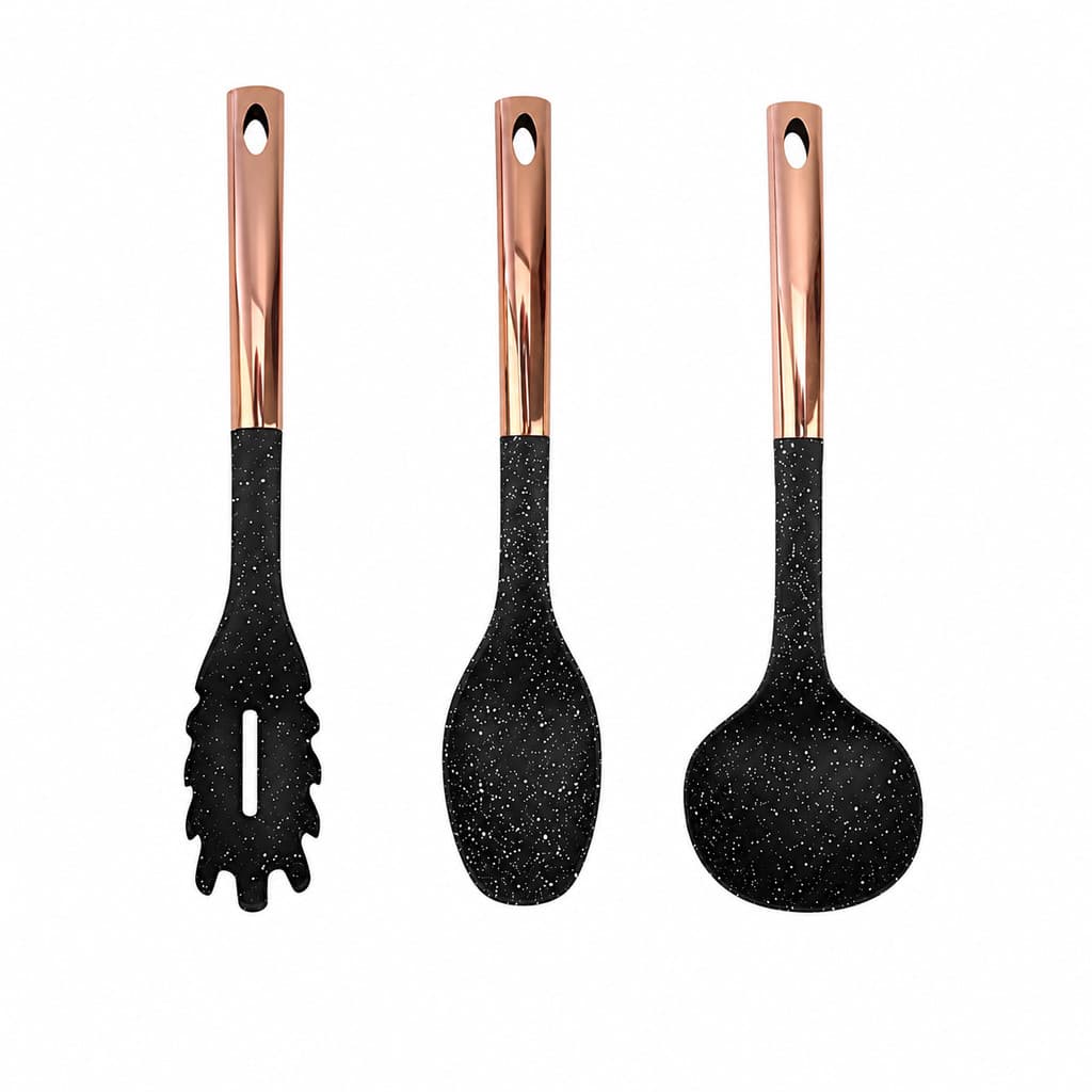 Kit 3 Utensílios Concha, Pegador e Colher de Cozinha Silicone