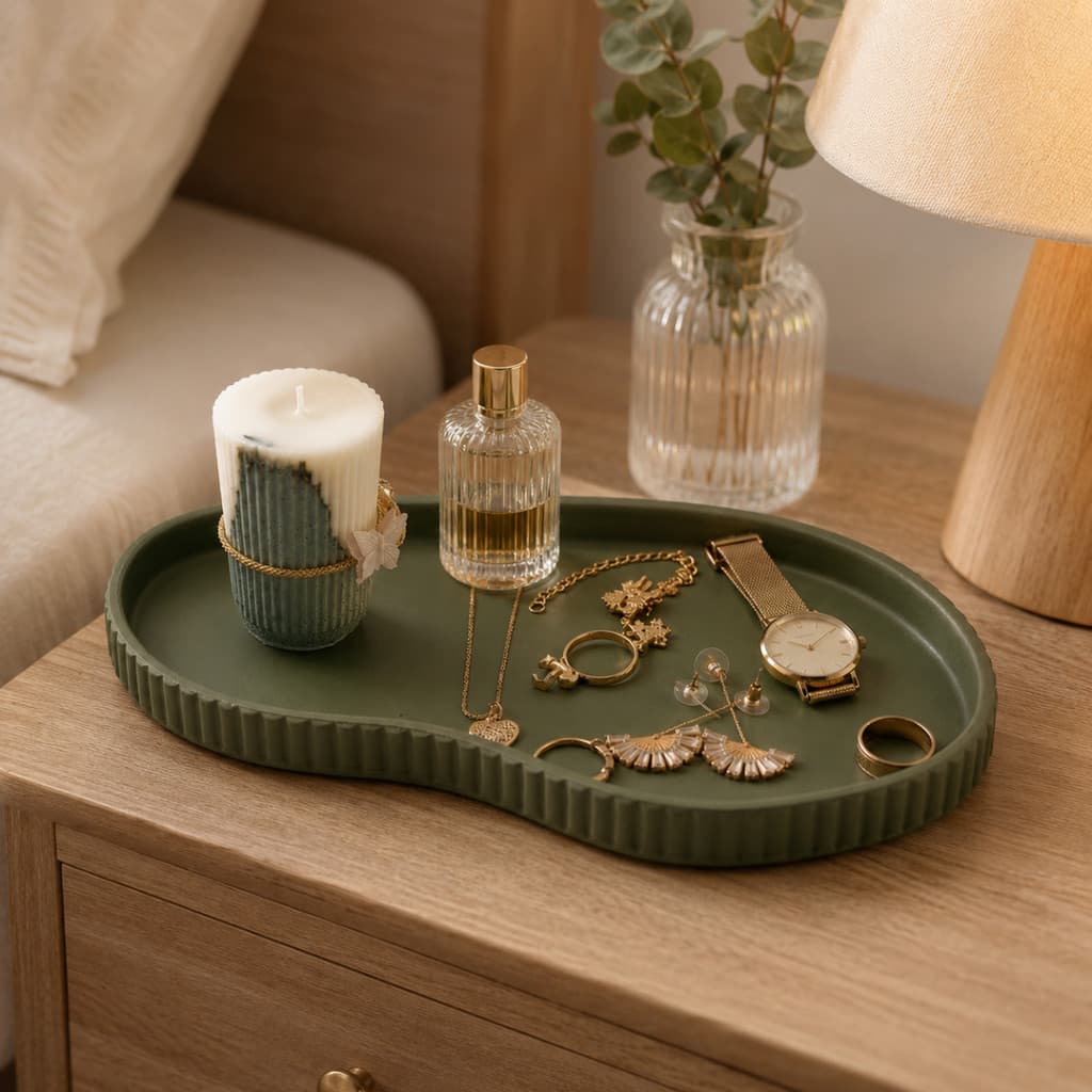 Bandeja Decorativa Oval Porta Joias para Quarto Mesa de Cabeceira Perfume e Acessórios