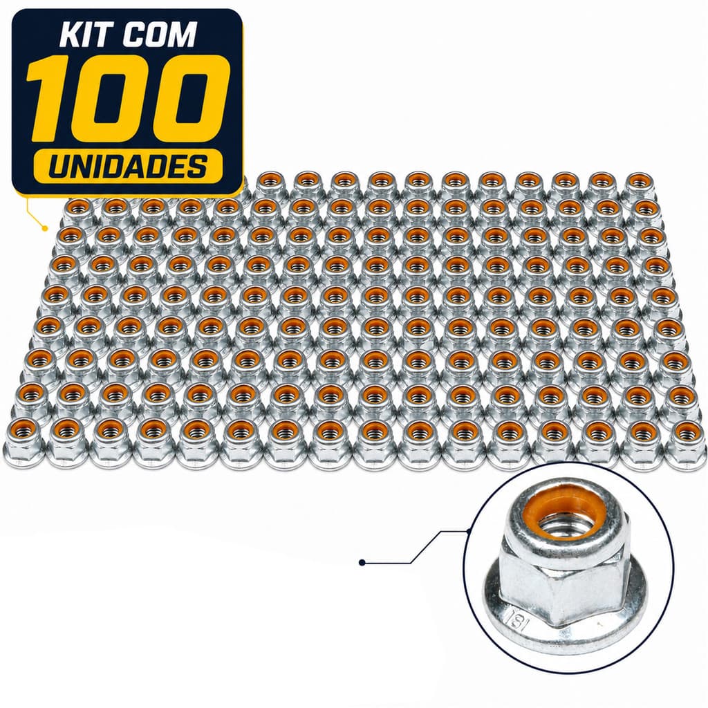 Kit 100 porca M8 sextavada travante flange chave 13 do prisioneiro coroa CRF230 07/20 NXR150 NXR160 XRE190 XR250 Tornado