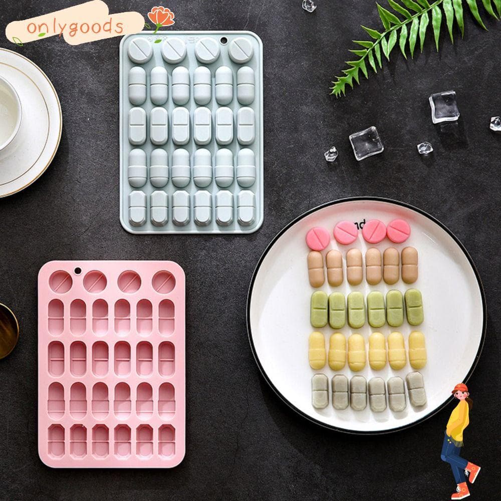 Molde Em Forma De Cápsula OYY , Flexível De Silicone Para Comprimidos Reutilizável De Doces Com Design De 28 Cavidades F