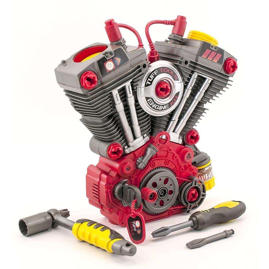 Lanard Tuff Tools: Kit de Reparo de Motor - 25 peças, Luzes e Sons, Conjunto de Montagem de Motor de Motocicleta, Brinqu