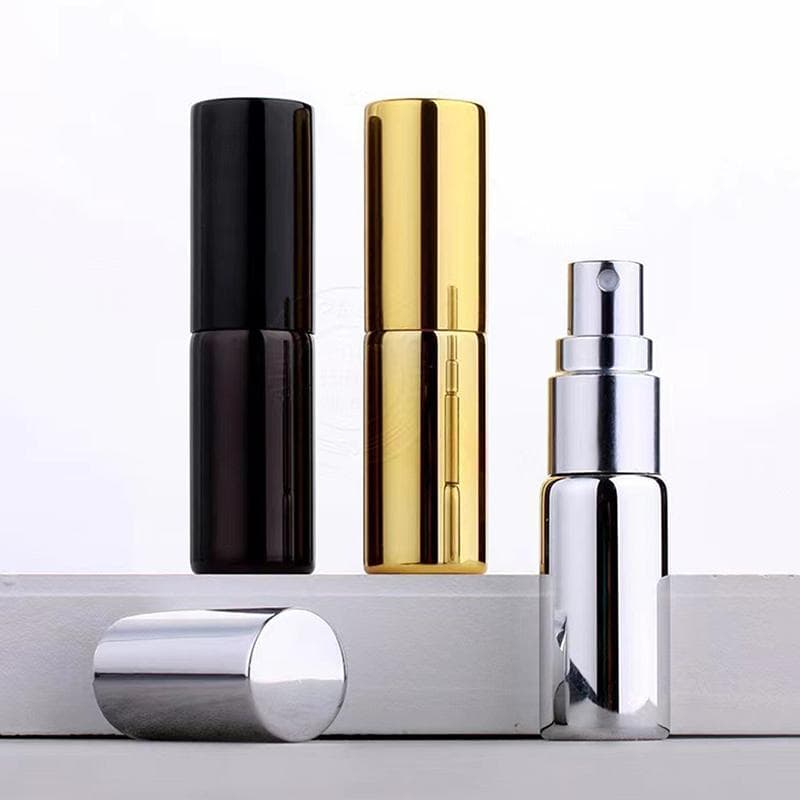 Frasco De Perfume Recarregável De Vidro UV Portátil De 10ML Com Frascos Atomizadores De Alumínio Amostra Recipientes Vaz