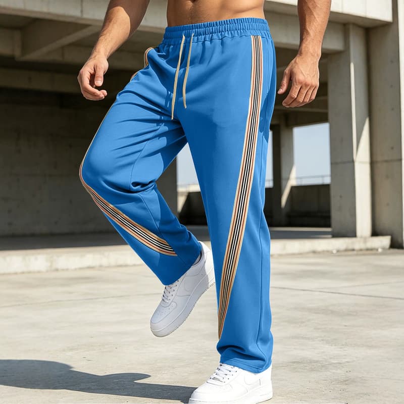 Novo produto estação independente costura transfronteiriça listrado Casual esportes calças retas masculino rua americano