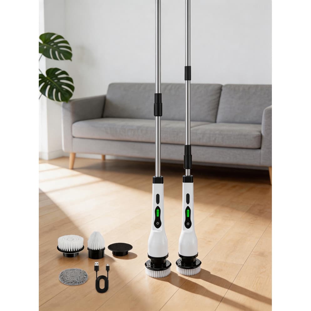 Escova de Limpeza Elétrica Recarregável 2500mAh - Multifuncional para Casa e Carro - Resistente, Durável, Água Incluso