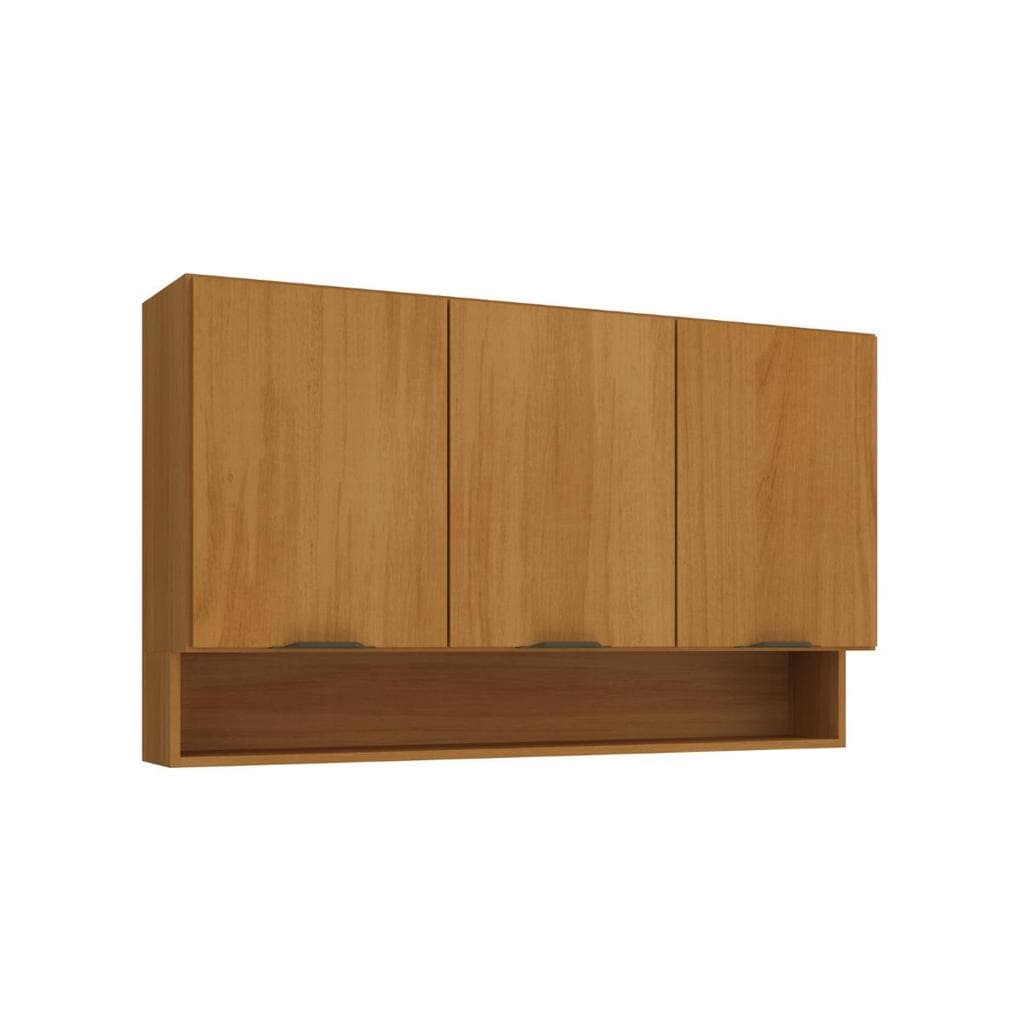 Armário Aéreo de Cozinha 100% MDF 3 Portas 120 Cm Nature Linha Premium Safira