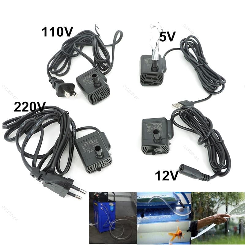 Ultra-Silencioso Mini Sem Escova AC DC 220v 12V 5V USB Fonte Bomba De Água Submersível 200-400L/H Elevador Aquário Circu