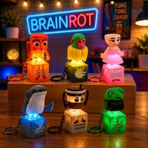 Chaveiros Luminosos Sonoros Brainrot Estilo Exclusivo Brinquedo Interativo Presente Coleção