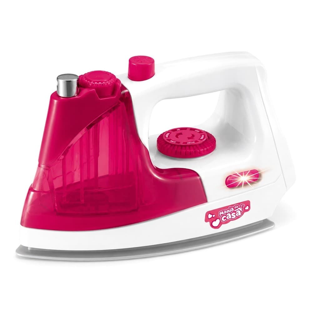 Brinquedo Ferro De Passar Rosa Infantil Com Spray De Água Luz E Som Para Crianças