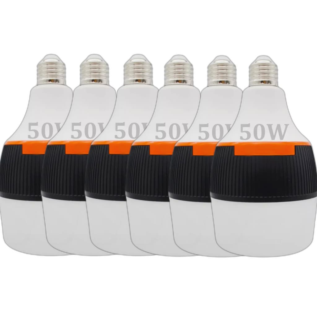 Kit C/6 Lâmpada De Emergência Led Recarregável Inteligente Bivolt Branco 127/220V