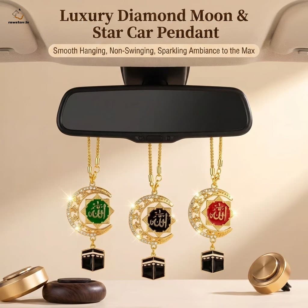 Pingente De Carro Star Moon-Decoração Interior Giratória Para Veículos